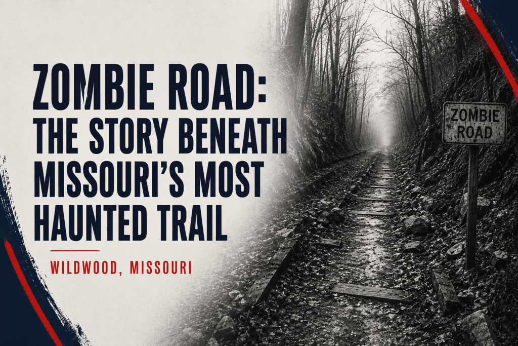 Zombie Road trail in Wildwood, Missouri, illustrating the history beneath Missouri's most haunted road and its abandoned railroad corridor.